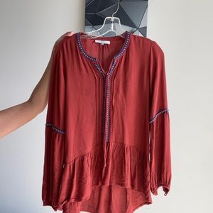 Orange boho long sleeve top